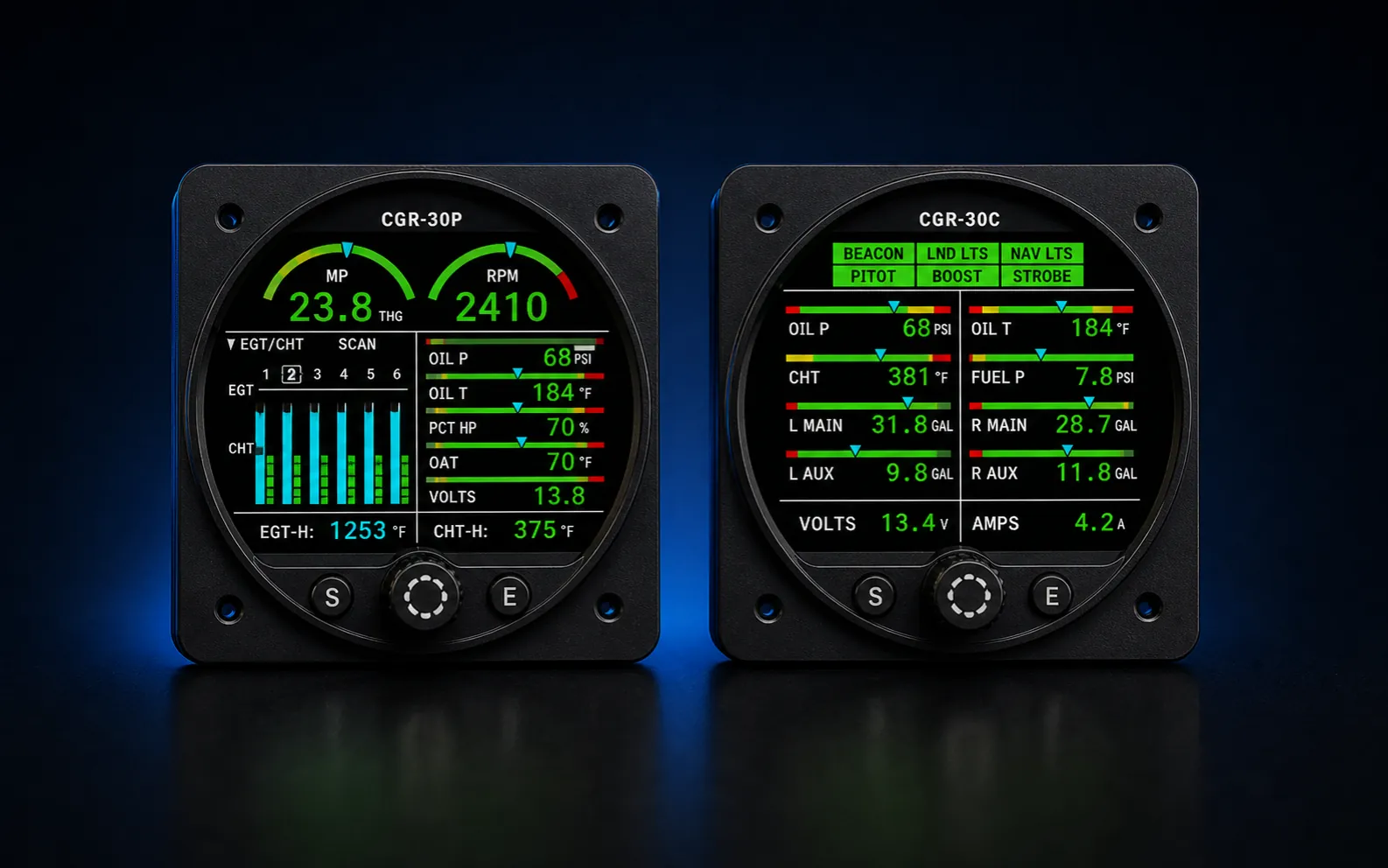 Electronics International CGR-style engine monitor instruments